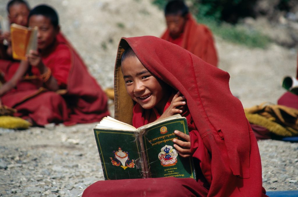 Young Monk Studying