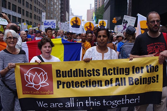 Sanghas at the People's Climate March in NYC. Photo by Joshua Eaton.