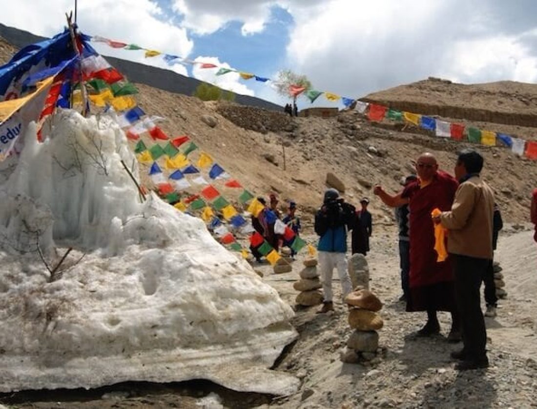 Ice Stupa in Ladakh. From climatechangenews.com.